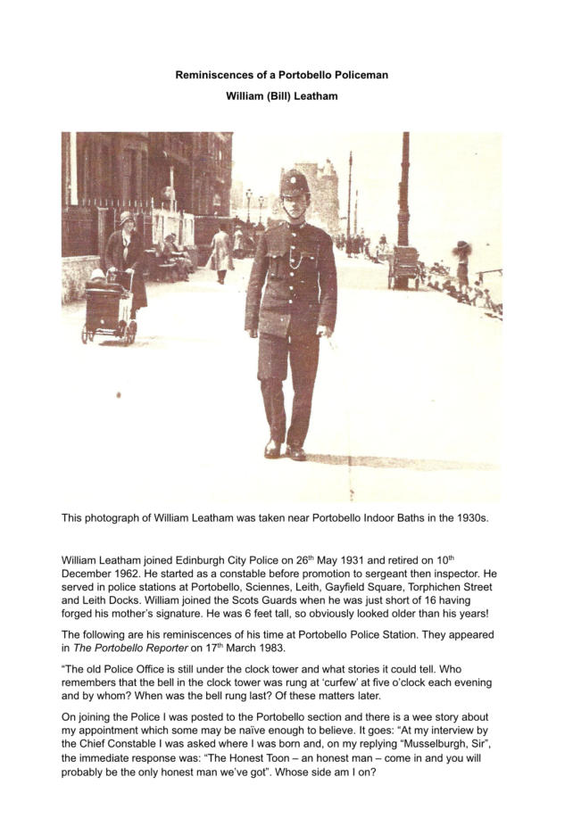 William Leatham Policeman
