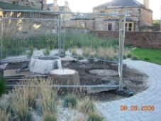 The bases for the pillars being put in.